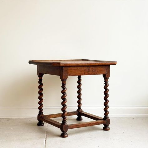 Farmstead Kitchen, Cottage Side Table, Barley Twist Table, Side Table Antique, Southwestern Rugs, Walnut Side Table, Modern Southwestern, Walnut Side Tables, Vintage Side Table