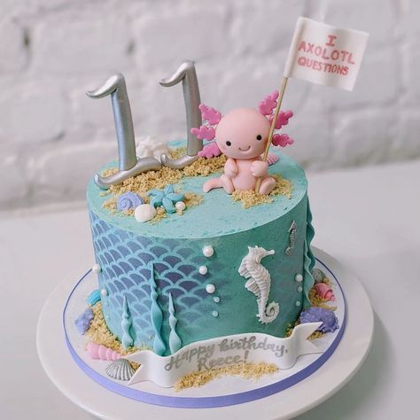 Birthday Cake Ideas 6 Year, Axolotl Cookies Decorated, Fondant Axolotl, Birthday Cake For Girls 10 Years Old, Axolotl Cupcake Ideas, Birthday Cake Ideas For 10 Year Girl, Cake For 9 Year Girl, Cake Ideas For 11 Year Girl, Birthday Cake Ideas For 11 Year Girl