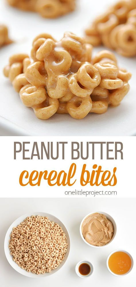 Peanut Butter Breakfast Bites, Cereal Bites, Peanut Butter Cereal, Peanut Butter Breakfast, Banana Snacks, Peanut Butter Bites, Easy Snacks For Kids, Peanut Butter Snacks, Cereal Snacks