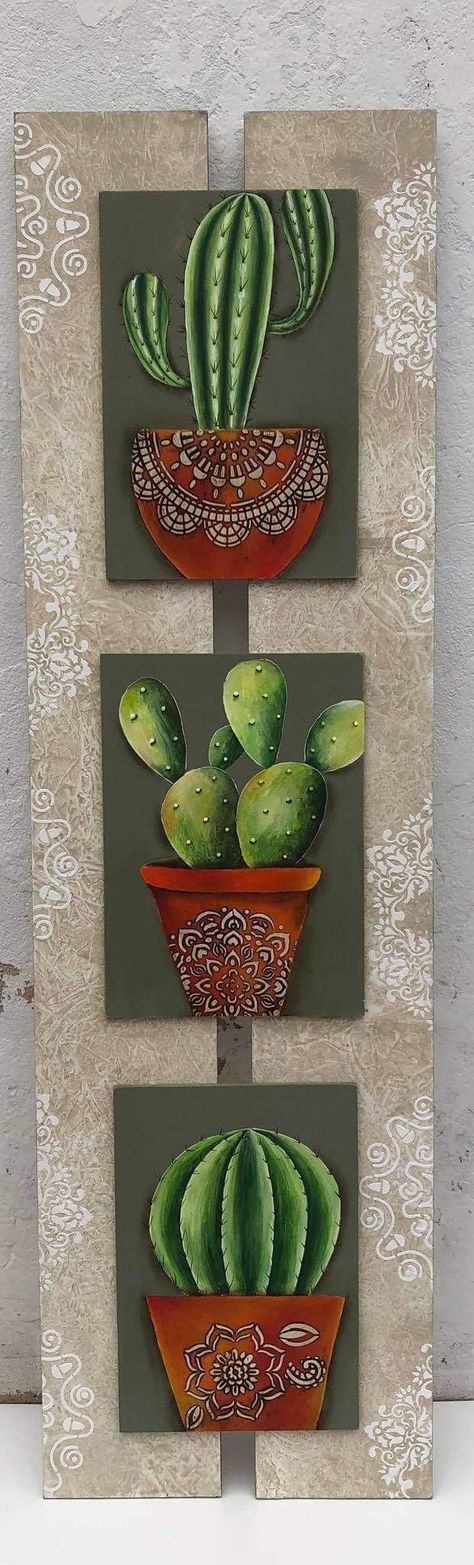 Southwest Art Paintings, Daybed Room, Cactus Paintings, Cactus Ceramic, Gond Art, Primitive Painting, Cactus Diy, Mdf Crafts, Cactus Painting