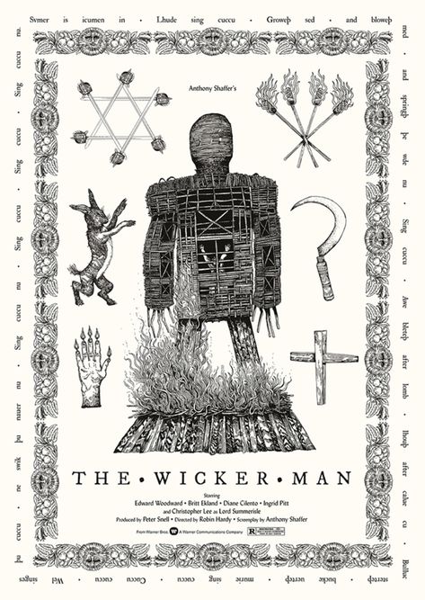 The Wicker Man, Folk Horror, Sticker Inspiration, Salty Popcorn, Wicker Man, Pagan Art, Psy Art, Horror Posters, Occult Art