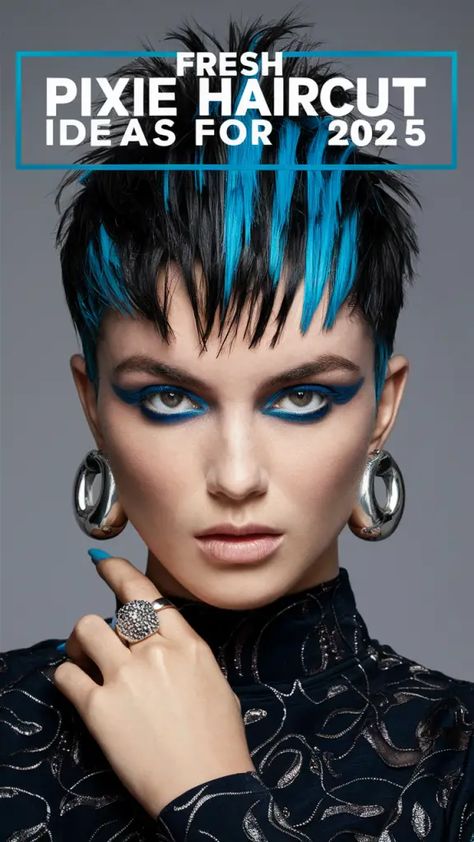 Wild Pixie Haircut, Pomade For Women Hairstyles, Pixie Mohawk Haircut, Pixie Styling Ideas, Halsey Pixie Hair, Cindy Lauper Hair, Mohawk Front View, Pixie Haircut Color Ideas, Womens Shaved Sides Haircut