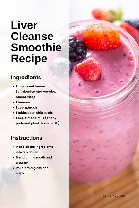 By enjoying this antioxidant-rich berry smoothie regularly, you can nourish your liver with essential nutrients and support its detoxification processes. Liver Cleanse Smoothie, Liver Healthy Foods, Smoothie Cleanse Recipes, Liver Cleanse Juice, Healthy Liver Diet, Healthy Juice Drinks, Smoothie Recipes Healthy Breakfast, Liver Diet, Smoothie Drink Recipes