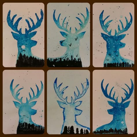 Winter Art Middle School, Grade 1 Winter Art Ideas, Third Grade Winter Art Projects, Deer Art Lesson For Kids, Grade 6 Winter Art, Winter Art Third Grade, Winter Art Lesson, Christmas Art Projects, 8th Grade Art