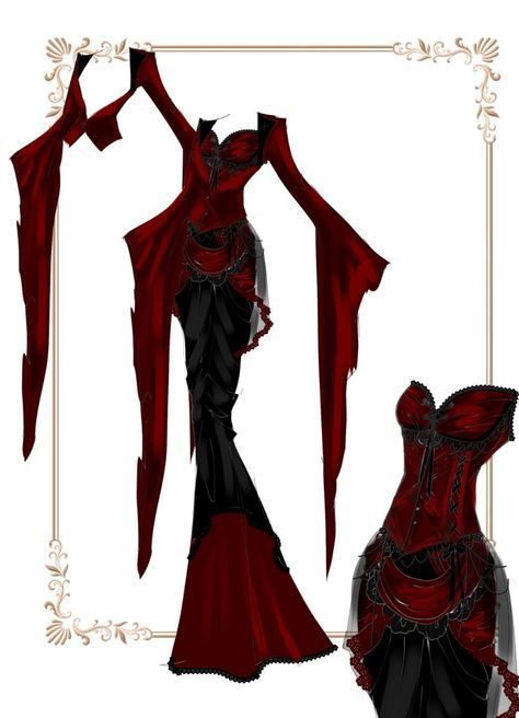 Female Vampire Outfit Art, Demon Princess Outfit, Red Fancy Outfits, Vampire Clothes Women, Female Vampire Outfit, Red And Black Outfits For Women, Demon Outfit Ideas, Vampire Outfit Female, Red Outfit Dress