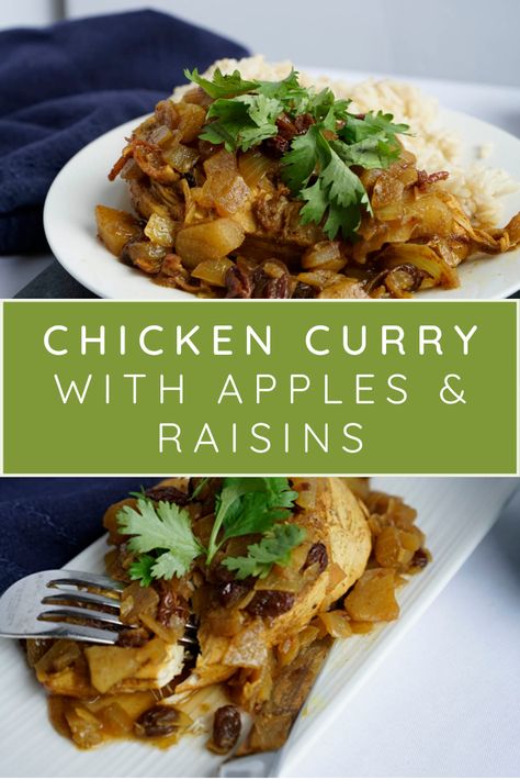 Chicken Apple Curry Recipe, Apple Curry Recipes, Chicken With Raisins, December Meals, Apple Curry, Curry Rice Recipes, Chicken Breast Curry, Raisins Recipe, Cumin Recipes