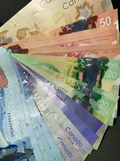 Money Stack Of Canadian Money, Flexing Canadian Money, Canada Money Aesthetic, Money Aesthetic Canada, Canadian Money Aesthetic, Canadian Cash, Money Canadian, Canada Money, Stacks Of Money