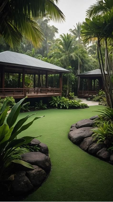 Resort Landscape, Veranda Interiors, Tropical Landscape Design, Tropical Landscape, Lush Lawn, Tropical Resort, Landscape Designs, Beautiful Backyards, Luxury House Designs