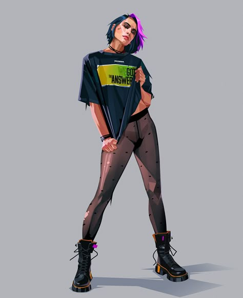 ArtStation - The badass girl, Azamat Khairov Character Outfit Inspiration, Cyberpunk Red, 3d Karakter, Badass Girl, Art Cyberpunk, Fashion Drawing Sketches, Ideas For Characters, Characters Female, Cyberpunk Girl