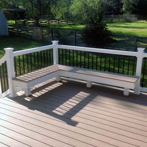 Deck Bench Ideas, Deck Bench Seating, Deck Bench, Deck Renovation, Deck Remodel, Deck Seating, Deck Makeover, Patio Deck Designs, Wooden Deck