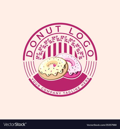 Delicious donut shop logo template design || For logo design inquiries feel free to contact me ==> izzgallery98@gmail.com Mini Donuts Logo, Donut Logo Design Ideas, Logo Donat, Donut Shop Logo, Doughnut Logo, Coquette 60s, Shop Logo Ideas, Donut Logo, Cafe Logo Design