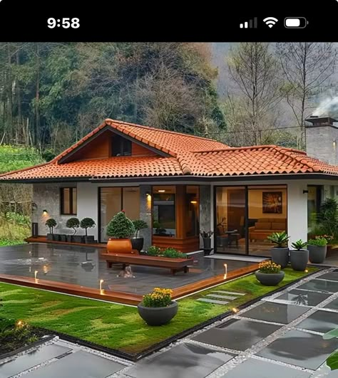 Village House Design Exterior, Forest House Exterior, Farmhouse India, Small House Model, Budget House Plans, Modern Tropical House, House Makeovers, Small House Elevation, Small House Elevation Design