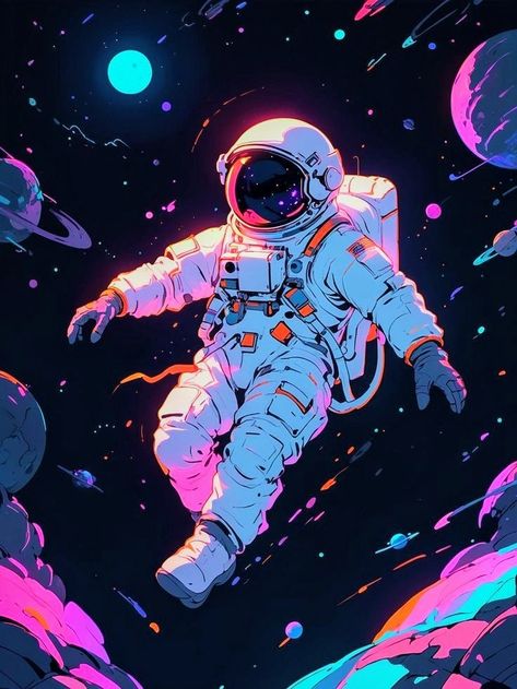 Astronaut Drawing, Astronaut Illustration, Art Spatial, Prompt Engineering, Space Drawings, Astronaut Wallpaper, Floating In Space, Astronaut Art, Astronauts In Space