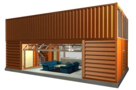 The Quik House designed by Adam Kalkin is a prefabricated kit house from recycled shipping containers. It has three bedrooms and two and one... Container Home Designs, Container Homes Cost, Shipping Container Architecture, Cargo Container Homes, Cargo Container House, Houses Architecture, Storage Container Homes, Container Buildings, Cargo Container