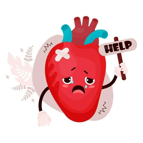 Heart Character Design, Heart Attacking, Heart Organ, Heart Cartoon, Heart Pain, Penyakit Jantung, Heart Diseases, Human Organ, Illustrator Design Tutorial