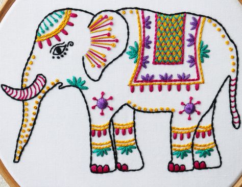 Animal Embroidery Patterns, Elephant Embroidery, Modern Embroidery Kit, Embroidered Elephant, Embroidered Wall Art, Beginner Embroidery Kit, Diy Embroidery Kit, Hand Embroidery Kit, Hand Work Embroidery