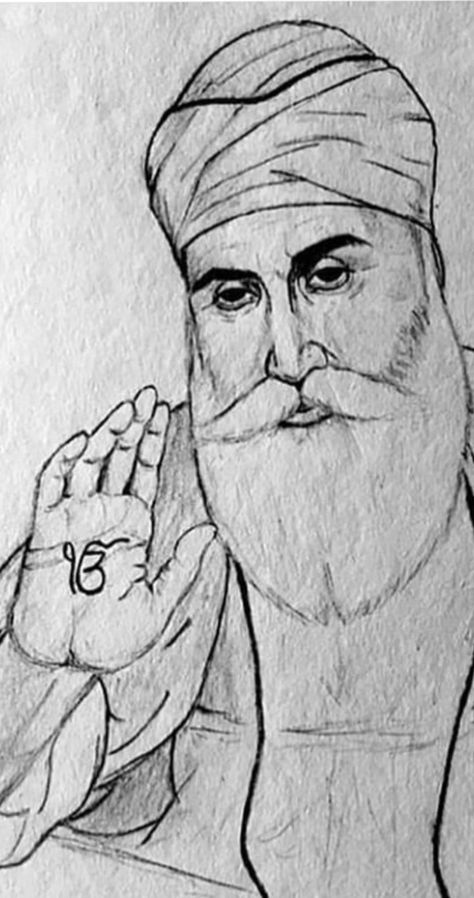 Waheguru Sketch, Waheguru Drawing, Guru Nanak Dev Ji Sketch, Sikh Drawing, Guru Nanak Dev Ji Drawing, Unity Drawing, Guru Nanak Photo, Granth Sahib Quotes, Art Of God