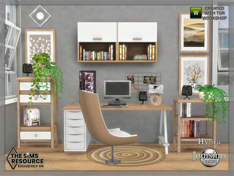 Sims 4 Computer Desk Cc, Sims Cc Computer, Sims Desk Cc, Sims 4 Office Ideas, Sims 4 Cc Office, Sims4 Furniture, Sims 4 Cc Hair, Sims Inspiration, Resource Furniture