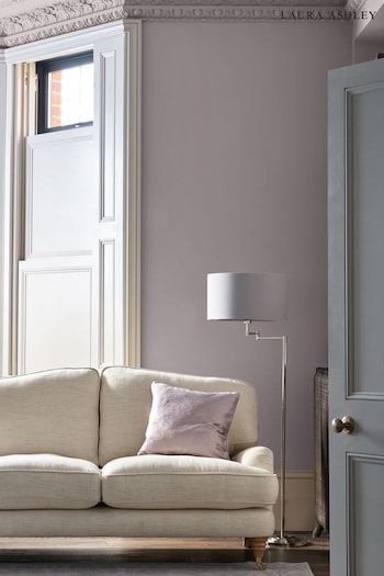 Interior Paint | Multi-Surface & Emulsion Paints | Next UK Lilac Living Rooms, Lilac Living Room, Lavender Living Room, Laura Ashley Paint, Greyish Purple, Lavender Paint, Purple Living Room, Purple Paint, Purple Walls