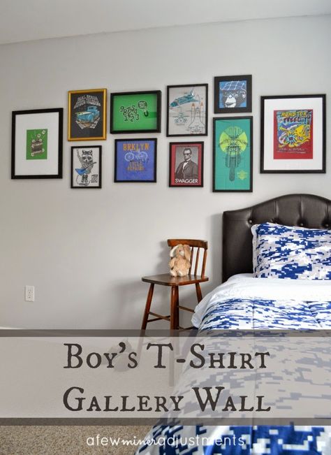 Framing T Shirts Wall Art, Framed Tshirt Wall Art, Framed Tshirt, T Shirt Wall Art, Tshirt Wall Art, Framed Shirt, Diy Projects Kids, T Shirt Frame, Easy Art