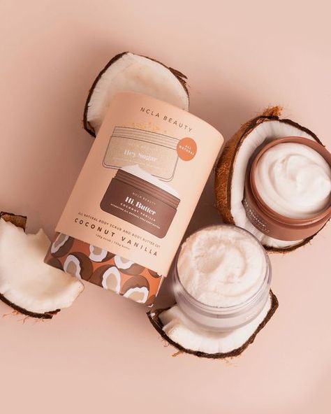 NCLA Beauty on Instagram: "We're coco-NUTS for this holy grail duo for smooth, buttery-soft, paradise-scented skin! This body scrub and body set contains a 100 ml Hey, Sugar + 100 ml Hi Butter coconut vanilla 🥥🥥🥥" Vanilla Body Care, Vanilla Body Scrub, Ncla Beauty, Body Care Set, Vanilla Body Butter, Natural Body Scrub, Exfoliating Body Scrub, Vanilla Coconut, Holiday Gift Sets