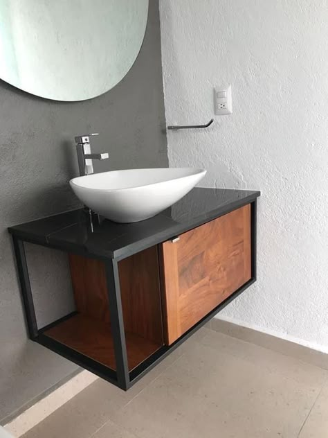 Vanitory Ideas, Small Toilet Decor, Wood Block Flooring, Wash Basin Cabinet, Philippines House Design, Welded Furniture, Bathroom Vanity Designs, Basin Cabinet, Small Toilet