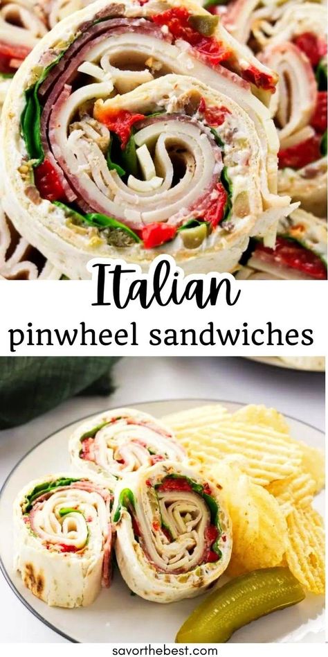 These easy homemade Italian pinwheel sandwiches are about to become your new lunch obsession. These little flavor bombs pack a punch with creamy garlic-infused spread, briny olive tapenade, and layers of turkey and salami. Italian Pinwheel, Chicken Recipes Italian, Pinwheels Recipes, Grad Food, Italian Pinwheels, Chicken Cookies, Keto Sandwiches, Salami Recipes, Pinwheel Sandwiches