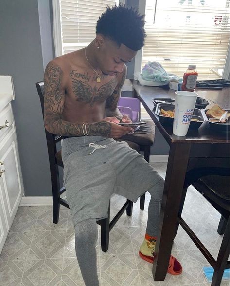 Black Guys With Tattoos, Boy Tattoos Black Boys, Black Men With Tattoos, Korean Baby Names, Waves Hairstyle Men, Boys Colored Hair, Mens Clothing Trends, Black Men Tattoos, Male Haircuts Curly