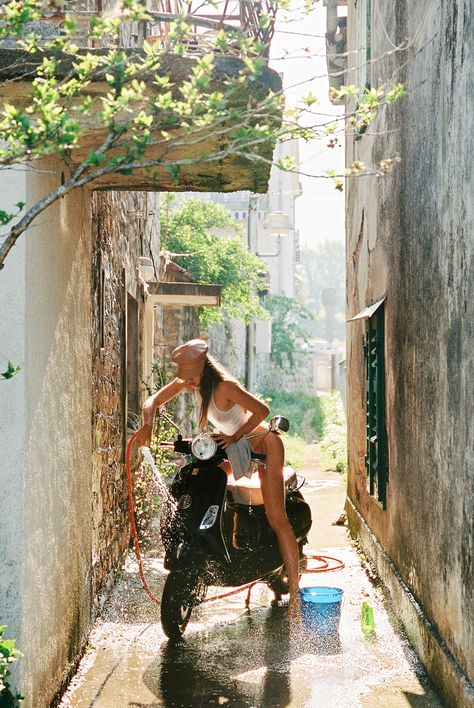 Montenegro Travel, Vespa Girl, Lack Of Color, Europe Summer, Clothing Photography, Italian Summer, Summer Dream, European Summer, Summer Aesthetic