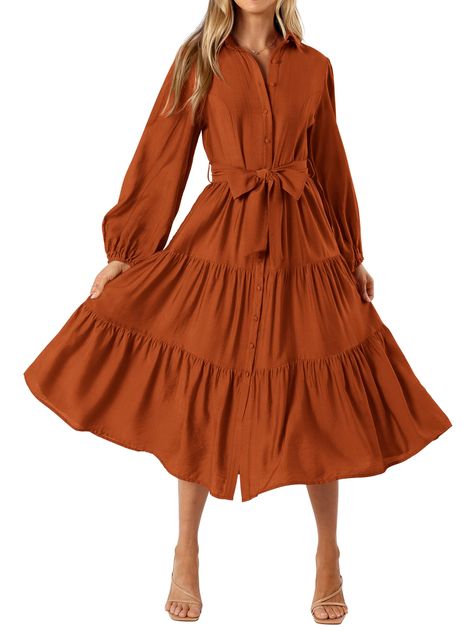 PRICES MAY VARY. Material:This long sleeve maxi dress is made of soft and lightweight fabric,great for spring and fall seasons.Size Guide:S=US 4-6, M=US 8-10, L=US 12-14, XL=US 16-18, XXL=US 20 Features:Fall dresses for women 2025,midi dresses for women with sleeves,long sleeve shirt dress with pockets,v neck maxi dress with sleeves,tie waist long dresses for women,tiered ruffle dress,elastic cuff a line dress,button down shirt dress for women,women's casual dresses,long sleeve dress for women,h Green Maxi Dress Wedding, Casual Fall Maxi Dress, Long Sleeve Midi Dress Casual, Women With Sleeves, Casual Dresses Long, Green Chiffon Dress, Shirt Dress With Pockets, Shirt Dress For Women, Nursing Friendly Dress