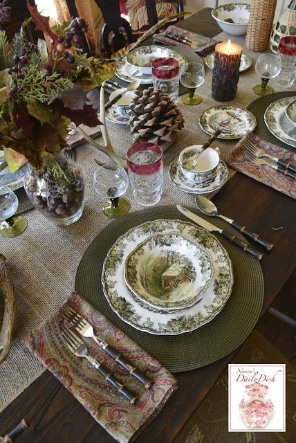 Tablescape by Nancy's Daily Dish Friendly Village Dishes, Johnson Bros Friendly Village, Transferware Dishes, Table Scaping, Elderberry Tea, Cottage Journal, Vibeke Design, Tafel Decor, Beautiful Tablescapes