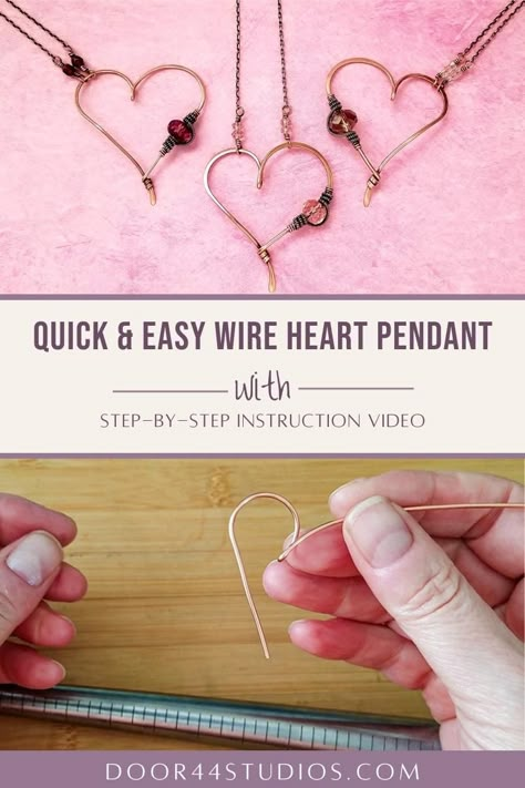 Have you ever wanted to learn to make wire jewelry? This quick and easy wire heart pendant is a perfect project for beginners. Just follow along with the highly detailed video tutorial and you'll end up with a beautiful pendant that you'll be proud to wear or gift. And the best part is that this pretty and practical pendant makes the perfect gift for someone you love. It works well as a birthstone necklace or add multiple beads to create a meaningful gift for the moms in your life. Make Wire Jewelry, Copper Wire Crafts, Wire Jewelry Patterns, Metal Jewelry Making, Wire Wrapped Stone Jewelry, Aol Mail, Wire Heart, Wire Wrap Jewelry Designs, Creative Creations