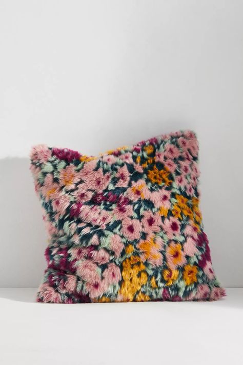 Faux Fur Floral Pillow | Anthropologie Anthropologie Bedding, Velvet Throw Blanket, Floral Throw Blanket, Room Inspired, Pinterest Contest, Anthropologie Home, Colorful Throw Pillows, Faux Fur Throw Blanket, Faux Fur Pillow