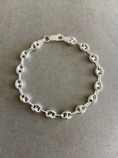 Sterling Silver Pop Marine Chain Bracelet Sterling Silver - Etsy Dope Jewelry, Silver Chain Bracelet, Silver Jewelry Fashion, Funky Jewelry, Jewelry Lookbook, Bracelet Sterling Silver, Jewelry Inspo, Small Gift, Pretty Jewellery