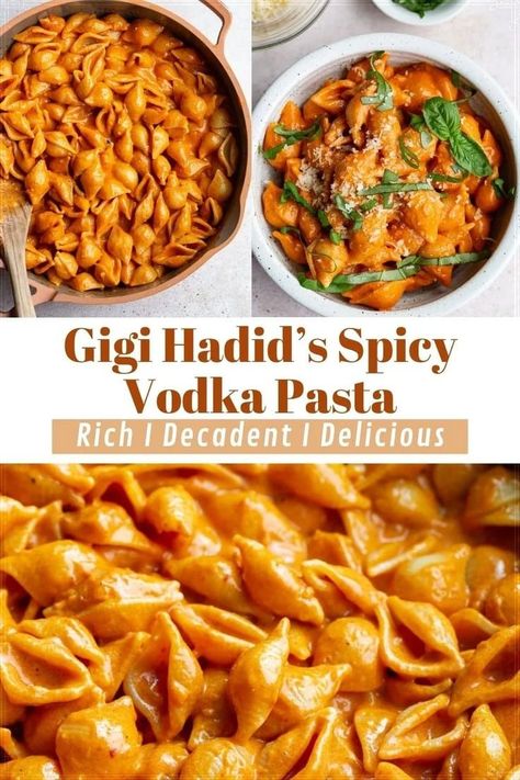 Gigi Hadid's Spicy Vodka Pasta is tender pasta in a rich and creamy tomato sauce with garlic, diced shallot, tomato paste and red pepper flakes. This recipe is so simple and delicious that it has quickly become one of my go-to dishes when I'm craving pasta! It's super easy to make and can be on the dinner table in less than 30 minutes! This Gigi Hadid vodka sauce and pasta is one of those simple recipes that has minimal ingredients, but is just so flavorful and satisfying. Easy Cheap Pasta Recipes, Creative Pasta Dishes, Cheap Pasta, Spicy Vodka Pasta, Red Sauce Pasta Recipe, Spicy Pasta Recipes, Tomato Paste Recipe, Creamy Tomato Pasta, Pasta Gigi