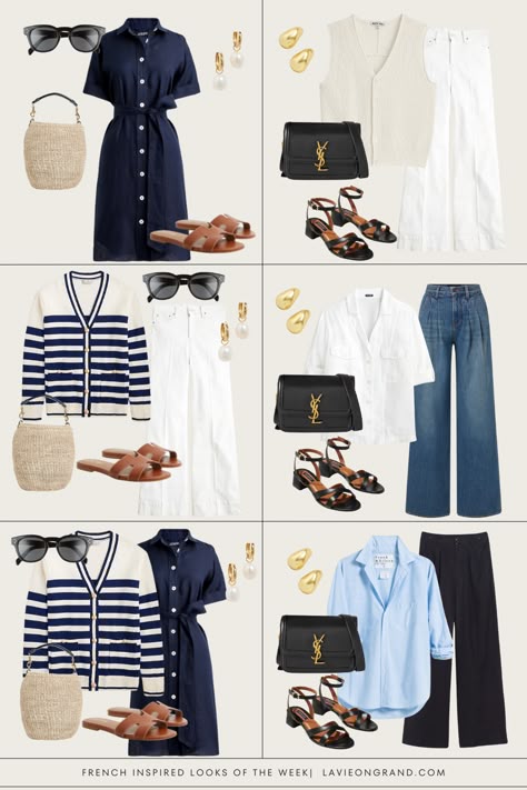 French Fridays Edition No. 1 Outfit Ideas Blue And White, What To Wear In South Of France Summer, Quiet Wealth, Closet Storage Hacks, Classic Ootd, French Wardrobe Basics, French Outfits, French Inspired Fashion, French Chic Fashion