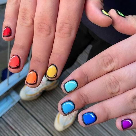 The viral pop art nails trend looks like it came straight out of a comic book. Here's how you can DIY the look, plus 13 creative takes on it. #nails #popart #manicure #viral Pop Art Nails Designs, Playful Nails, Comic Nail Art, Comic Book Nails, It Nails, Pop Art Nails, New Nail Trends, Nails Trend, Gel Polish Nail Art