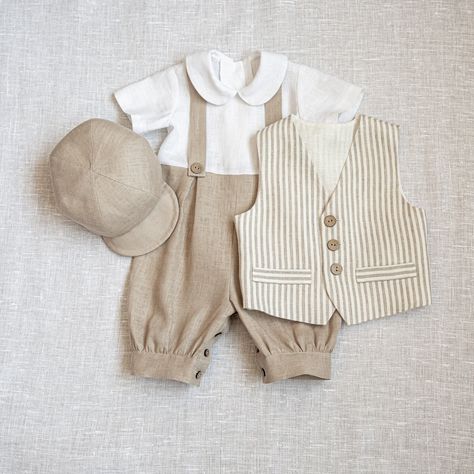 Rustic Outfit, Newsboy Outfit, Baby Boy Dressy Outfits, Boys Dressy Outfits, Baby Boy Linen, Outfit Beige, Rustic Outfits, Linen Outfit