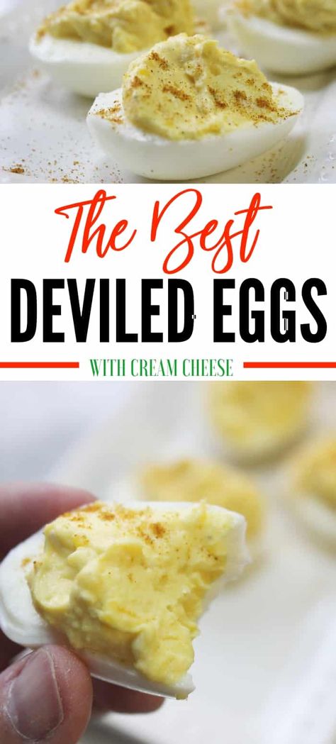 Deviled Eggs Made With Cream Cheese, Deviled Eggs Cream Cheese, Deviled Eggs With Cream Cheese Recipe, Deviled Eggs With Cream Cheese, Cream Cheese Deviled Eggs, Eggs With Cream Cheese, Deviled Eggs Recipe Best, Devil Eggs, Cream Cheese Recipe