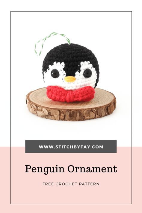 Crochet Advent Calendar, Ornament Crochet Pattern, Knitting Patterns Free Dog, Crochet Baby Projects, Ornament Crochet, Crochet Ornament Patterns, Crochet Penguin, Penguin Ornaments, Crochet Xmas