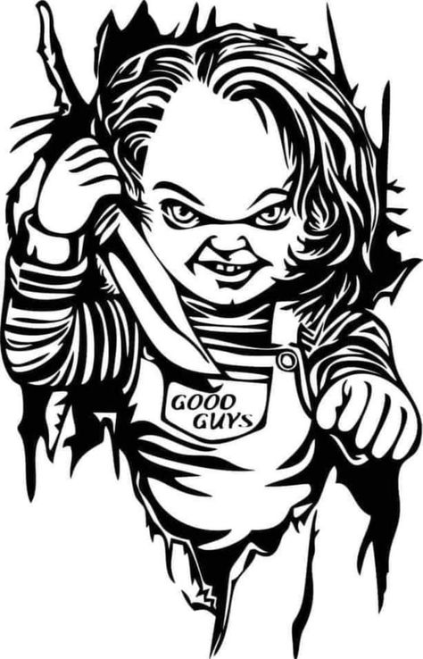 Chucky Coloring Pages, Chucky Drawing, White Bird Tattoos, Coloring Pages Inspirational, Joker Art, Dark Art Tattoo, Tattoo Style Drawings, Horror Movie Art, Printable Adult Coloring Pages