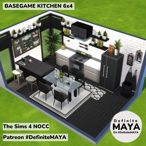 Sims House Kitchen, Sims 4 Houses Base Game Gallery, Sims Kitchen Ideas Modern, Sims4 Kitchen Ideas, Sims Office Ideas, Sims 4 Basement Ideas, Cozinha The Sims 4, Sims Kitchen Ideas, Sims 4 Modern Kitchen