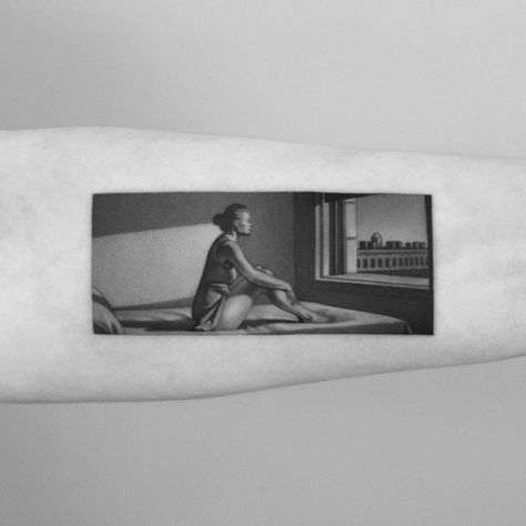 Edward Hopper Tattoo, Hopper Tattoo, Prism Tattoo, United States Culture, New York Culture, Inner Forearm, Tasteful Tattoos, Sun Tattoo, Milla Jovovich