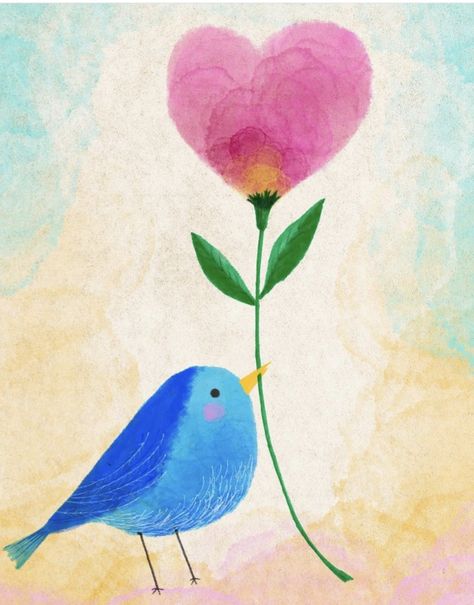 Valentines Watercolor, Peace Illustration, Diy Watercolor Painting, Watercolor Flower Art, Arte Animal, Art Drawings For Kids, Watercolor Inspiration, Jolie Photo, Watercolor Bird