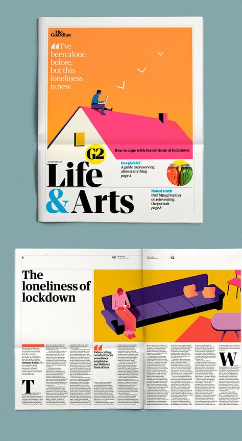 Illustration Page Layout, Cool Newspaper Design, Print Magazine Design, Editorial Design Illustration, Illustration Editorial Design, Editorial Illustration Layout, Graphic Design Layouts Magazine, Illustration Magazine Layout, Design Inspo Layout