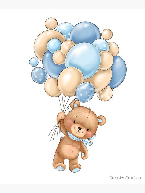 Bear In Balloon, Baby Bear Drawing, Cute Teddy Bear Drawing, Pearl Drawing, Baby Birthday Invitation Card, Bear With Balloons, Balloon Bear, Teddy Bear Drawing, Teddy Bear Cartoon