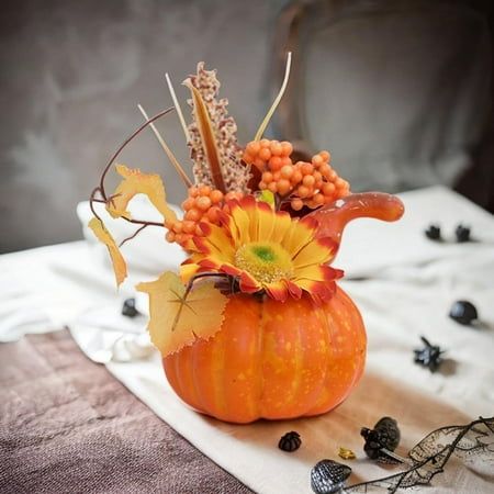 Artificial Pumpkin with Flowers Decor Props Thanksgiving Decoration Party Decor Centerpieces for Shelf DIY Crafts Home Wedding Holiday Gifts.Our pumpkin tabletop decoration is made of foam material , not easy fading, looks fresh and .The fall table centerpieces are perfect for table or fireplace mantel decoration, it will look better matching other autumn decorations.Adopts fine craftsmanship, exquisite details, vivid and lifelike pumpkin decor.Pumpkins Artificial flowers represent harvest autum Fall Arrangements Centerpieces, Party Decor Centerpieces, Pumpkin With Flowers, Pumpkin Flower Pots, Fall Photo Props, Thanksgiving Centerpieces Diy, Flowers Represent, Fireplace Bedroom, Fall Floral Centerpieces