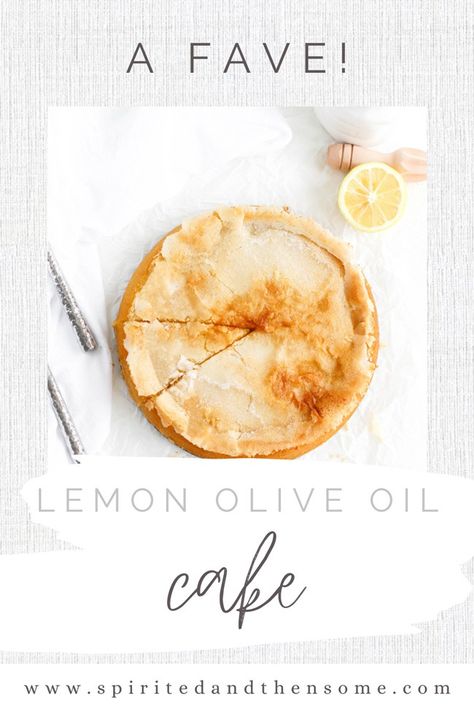 This gluten-free, dairy-free Lemon Olive Oil Cake features a dense, spongy center and a crispy, flaky sugar topping. It’s perfect for birthdays, special occasions, and brunch! And, no, it doesn’t taste like olive oil. It’s just a sweet, citrusy cake recipe to satisfy your sweet tooth. #oliveoilcake #oliveoilcakerecipes #lemonoliveoilcake | spiritedandthensome.com Olive Oil Cake Gluten Free, Olive Oil Cake Recipe, Lemon Olive Oil Cake, Lemon Olive Oil, Oil Cake, Olive Oil Cake, Gluten Free Cakes, Baking Flour, Lemon Cake