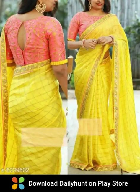 Yellow Blouse Design Silk, Benarasi Blouse Design, Saree Blouse Design, Lace Blouse Design, Blouse Designs High Neck, Cotton Blouse Design, Fancy Saree, New Saree Blouse Designs, Latest Model Blouse Designs