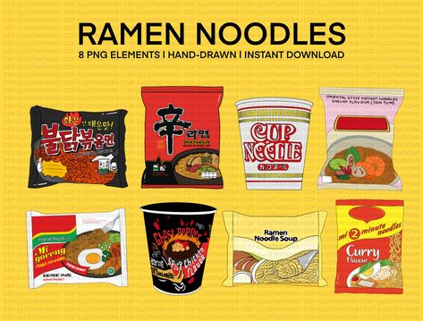 Indomie Sticker, Indomie Art, Clip Art Food, Samyang Ramen, Noodle Art, Stickers Food, Sticker Clipart, Food Drawings, Instant Ramen